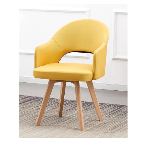 Silla de escritorio giratoria moderna de mediados de siglo con asiento acolchado, cómoda silla de salón para comedor, patas de madera de haya maciza, sin ruedas