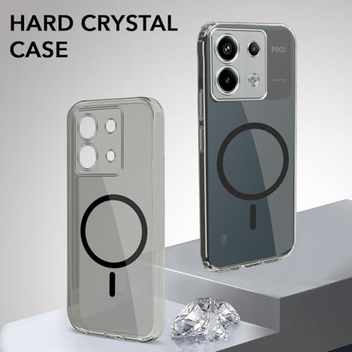 Image of Jkobi Lifetime Anti-Yellow MagSafe Compatible Clear Back Cover Case for Poco X6 5G (Sleek Hard Crystal | Shockproof and Camera Protection)