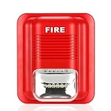Alarme de Protection Incendie DC12V/24V,Système de Sécurité Alerte Sirène avec Avertisseur Stroboscopique, Alarme Sonore Sirène 105DB, Idéal pour Les Bureaux De L'école à La Maison