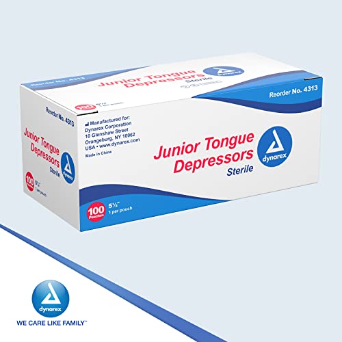 Image of Dynarex Tongue Depressors, Sterile, 5.5 inch Junior-Sized Length, Made from Beige Birch Wood, Comes in Boxes of 100, 1 Case of 1000
