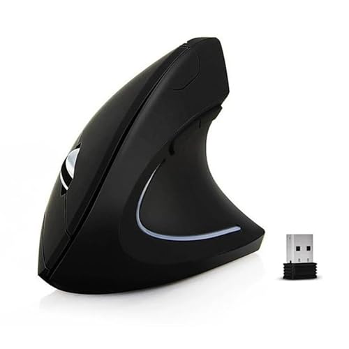 Ratón Vertical inalámbrico ergonómico y silencioso 2.4G con 4 Niveles Ajustables, 6 Botones y Luces indicadoras para computadora portátil, computadora de Escritorio, PC, MacBook (Color Negro)