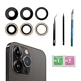 3pcs/Set Rear Camera Lens Covers Replacement for iPhone 14 Pro Max, Back Glass Lens Cover Replacement with Pre-Installed Adhesive + Repair Tool Kit, Anti-Lens Scratch & Waterproof