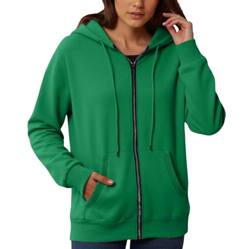 Hoodies for Women Long Sleeve Zip Up Fashion Sweatshirts Casual Solid Oversized Fall Lightweight Hooded Jackets