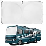 Windshield Sun Shade | fits RV Class-A | Certified 99.87% UVB & 99.02% UVA Protection Sun Shade. Award Winning Sunshade for Car Windshield with Patented Technology. Car Window Shades by Kinder Fluff