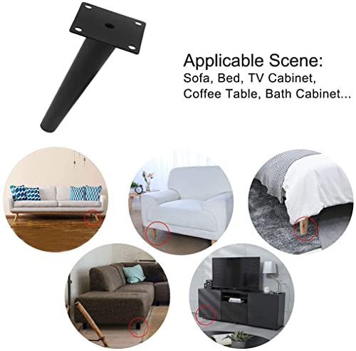 Image of Sofa Leg Black Finish 4 Inches (Set of 4) Metal Cone Shape Heavy Duty Sofa Legs for Home, Office Rustproof & Sturdy Sofa Paya with Mounting Screw | Furniture /Table Legs