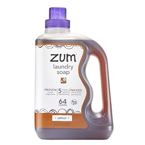 Zum Laundry Soap by Indigo Wild – Liquid, Plant-Based Soap with Baking Soda, Essential Oils, Coconut Oil & More – Wash Up to 64 Loads – Amber – 64 fl oz