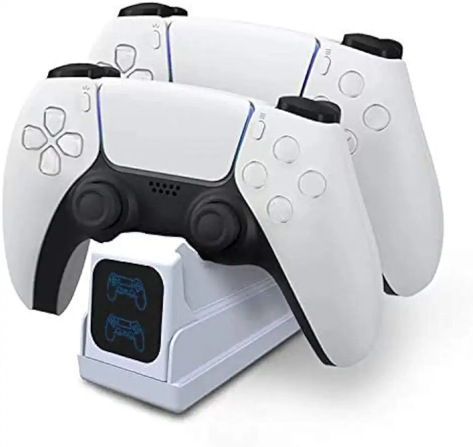 Twihill Base é adequado para carregador de gamepad P-S-5 Acessórios periféricos de carga rápida P-S-5 carregador de dois lugares PS5 gamepad Carregador de assento P-S-5 (Branco)