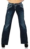 Maße/Measurements W26: Miss Sixty Party Pants Damen Bootcut Jeans Used-Look Denim (Dunkelblau) Gr.26