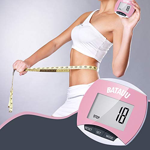 BATAUU Best Pedometer, Simply Operation Walking Running Pedometer with Calories Burned and Steps Counting (Pink) - Thumbnail 5