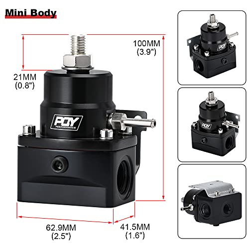 Pqy Fuel Pressure Regulator An8 Feed & An6 Return Line + 0-160Psi Gauge Set Black #TOP4