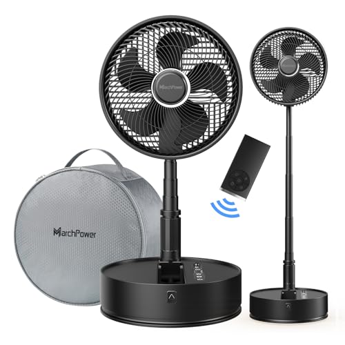 Marchpower Ventilador de Pie Silencioso 10', 2 en 1 Ventilador de Pie Plegable Circulación del Aire...