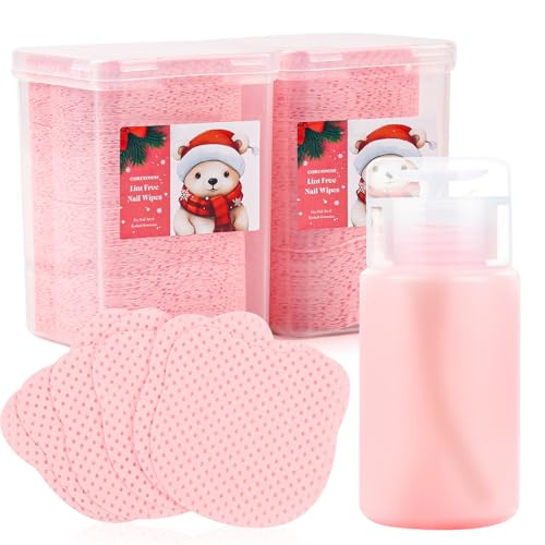 Corconess 400PCS Lint Free Nail Wipes With Dispenser - Gel Nail Polish Remover Wipes With 100% Pure...