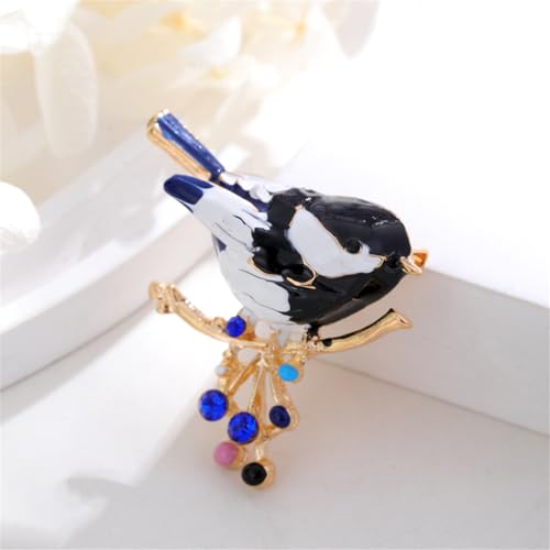 Image of coadipress Colorful Birds Brooch Pins Crystal Rhinestone Branch Bird Brooch Cute Enamel Animal Magpie Hummingbird Pin Fashion Jewelry Accessories Gifts