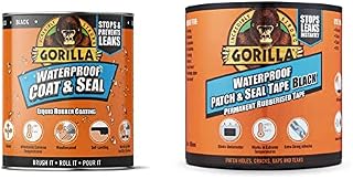 Gorilla Waterproof Coat & Seal Black 946ml and Waterproof Patch & Seal Tape Black 3m