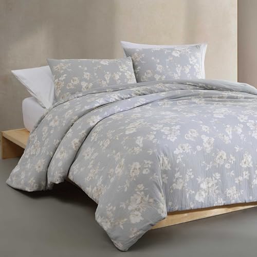Calvin Klein - King Duvet Cover Set, Super Soft Cotton Bedding with Matching Shams, Floral Home Decor, Oeko-Tex Certified (Eternity Floral Grey, King) by Calvin Klein - Image 2
