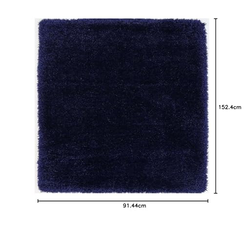 Image of Handcrafted Microfiber Nevy Blue Shaggy Carpet 3x5 Feet with Thick Soft Plush Pile, Anti Slip Backing, Ideal for Living Room, Bedroom, Hall and Home Interior Decoration