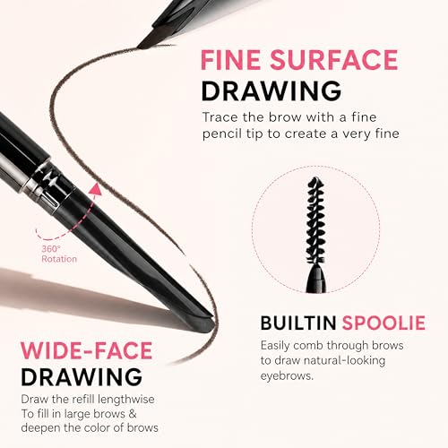 Image of Eyebrow Pencil for Women,Gray Waterproof Brow Pencil, 0.1mm Ultra-Fine Automatic Pencil with Angled Precision Tip & Built-In Spoolie Brush, Long-Lasting Natural Eyebrow Makeup