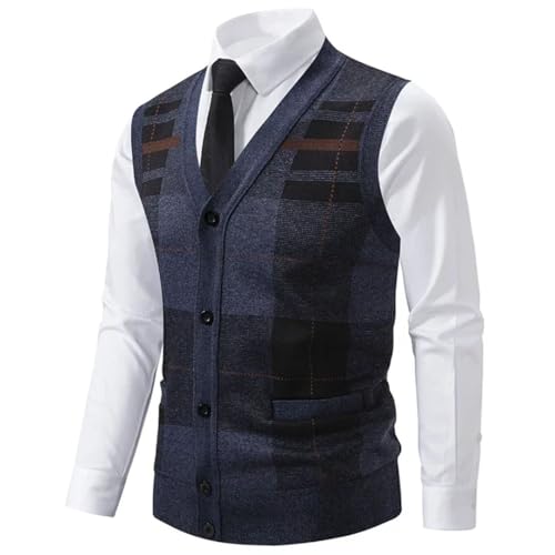 Men’S Casual Knitted Sweater Vest with Pockets Slim Fit V-Neck Sleeveless Button Down Cardigan Outwear4