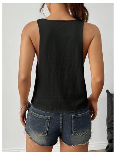 SweatyRocks Women's Tank Tops V Neck Sleeveless Casual Summer Loose Crop Cami Tops2