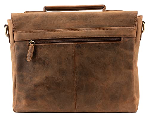 Image of LEABAGS Leather Briefcase | Genuine Leather Laptop Bag 15 inch | Shoulder Strap | Messenger Bag | Work Bag | Teacher Bag