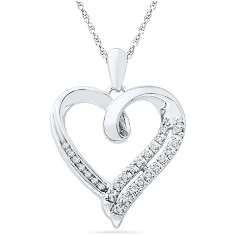 DGOLD Sterling Silver Alluring Immortal Love Diamond Pendant Pendant (1/10 cttw) Cover
