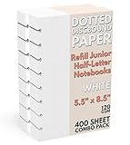 Discbound Half-Letter Size Extra Thick Dot Grid Paper Refill, 400 Sheets (800 Pages), 5.5 in. x 8.5 in., 120 GSM, Junior Size