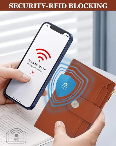Image of Women's Wallet - RFID Blocking Leather Trifold Travel Wallet | Medium Billfold with 20 Card Slots & Zipper Coin Pocket,Vegan Leather Wallet for Women with Removable Card Holder