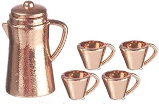 Melody Jane Dollhouse Copper Coffee Pot & Mugs Miniature Kitchen Accessory