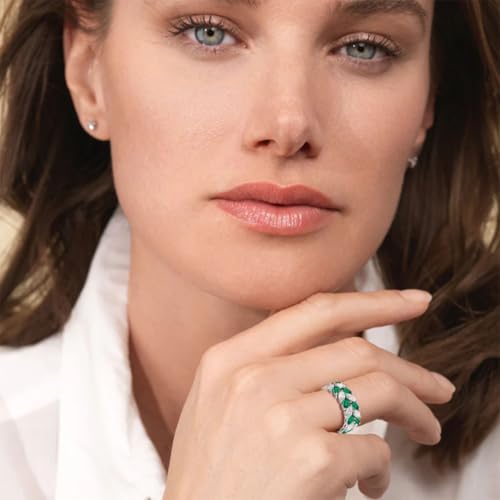 Women's Sterling Silver Marquise Green Emerald/Red Ruby/Blue Sapphire/Moissanite Ring Jewelry Handmade Vintage Engagement Ladies Promise Gift for Her4