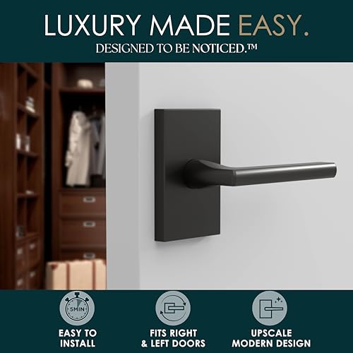 Image of Mega Handles Glamor Dummy Door Handles - 4 Pack Heavy Duty Black Door Handle, Non-Turning Door Handle for Hallway, Closet & French Doors, Single Side, Fits All Standard Doors - Matte Black