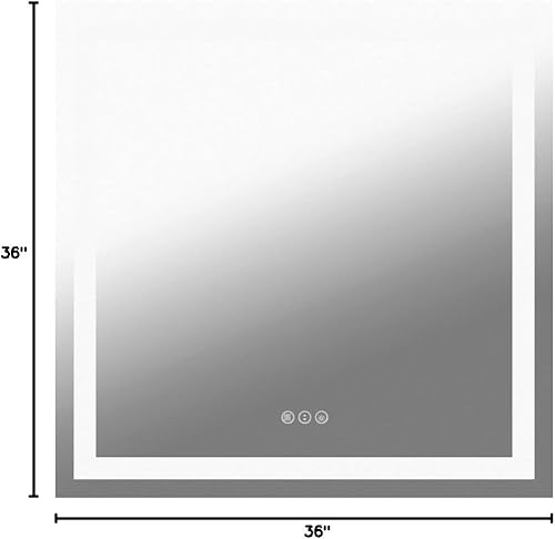 Miniatura 9 de Amorho - Espejo de pared para tocador de baño de 36 x 36 pulgadas con luz LED doble delanteratrasera regulable con antiempañamiento memoria