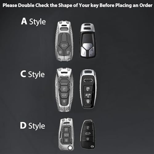 Image of BKN Luxury Metal Silicon Waterproof Transformer Car Key Cover with Keychain & Full Protection Compatible with Audi TT TTS A4 A6 A8 Q5 Q7 2016 2017 Remote Key Protection Case (3 Button Smart Key)