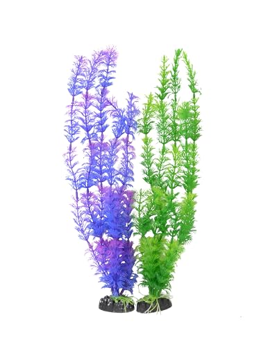 CNZ Aquarium Plastic Plant Decoration w Ceramic Base Medium 17.5-inch, 2-Pack