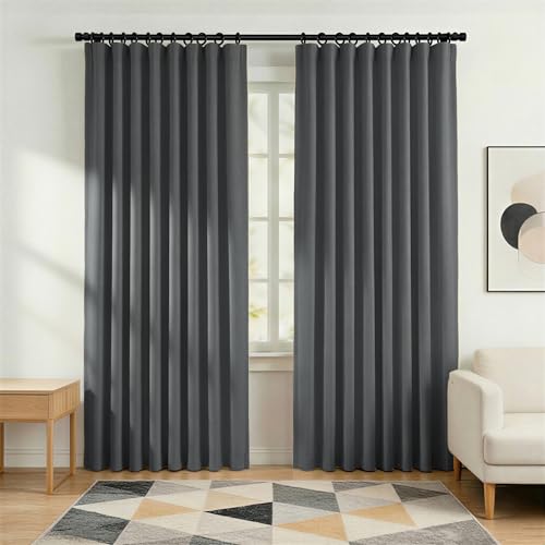 Image of hoeflife Blackout Curtains for Bedroom Room Darkening Curtains for Living Room Ceiling Door Curtain（Gery Drape 1 Panel,W52 x L108