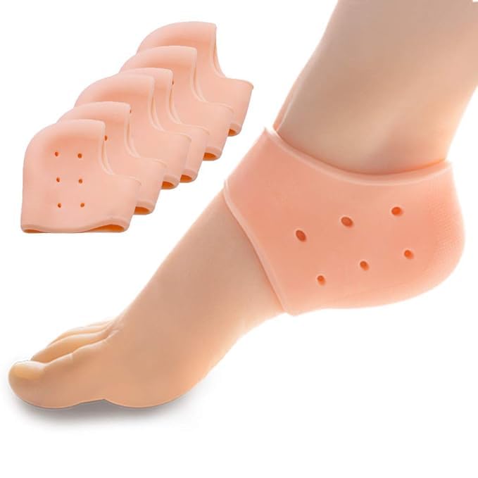 Silicon Half Heel Socks, 1 Pair, Skin Color, Anti Crack, Moisturizing, Pain Relief, Heel Cracks Free Size, Men And Women-image-48
