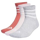 adidas Unisex adulto 3-Stripes Cushioned Sportswear Mid-Cut Socks 3 Pairs, Preloved Scarlet/Clear Pink/Light Grey Heather, 45-48
