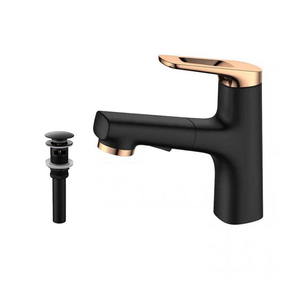 Robinet de salle de bain monotrou mitigeur noir mat avec douchette extractible moderne