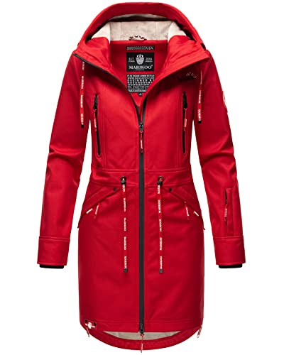 MARIKOO Damen Softshell Jacke Outdoor Funktionsjacke wasserabweisend mit warmen Teddyfleece B886 [B886 - Rot Größe XXL - Gr. 44] Cover