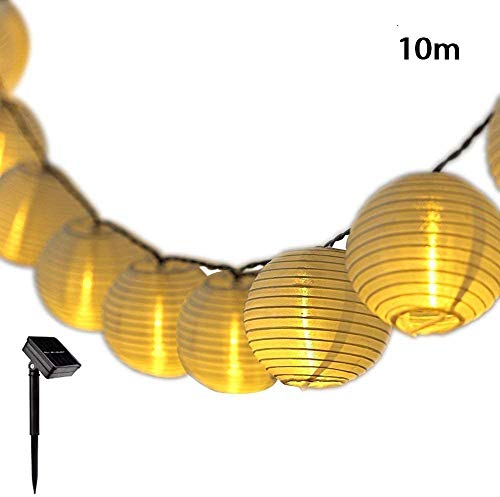 MonTrüe 10m Solaire Guirlande Lumineuse, 40 LEDs Étanche Lampe Lanterne, LED Imperméable Lumières Féériques de Décoration Blanc Chaud