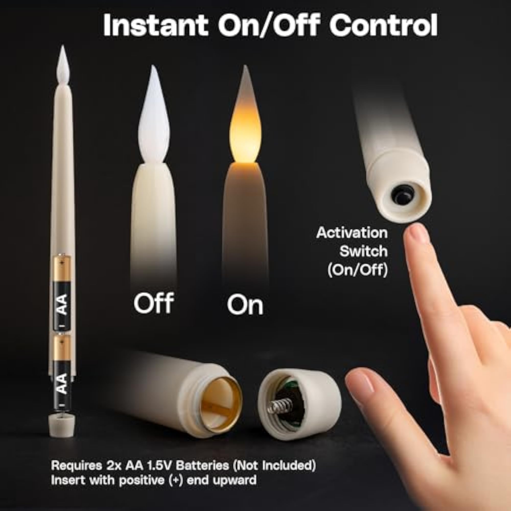 Ivory Taper Flameless LED Faux Wax Candle, 11"