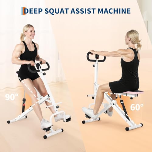 Image of Garvee Squat Machine, Squat Assist Trainer with Adjustable 12 Level Resistance, Foldable Squat Ride Rowing Machine, Full Body Workout Gym for Glutes Legs Workout, 350 LBS Capacity