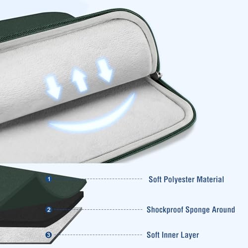 Image of MOSISO Laptop Case 13 inch, 13 inch Laptop Sleeve Compatible with MacBook Air M4 M3 M2 M1 2025-2018 / Pro M2 M1 2025-2016, Polyester Vertical Computer Sleeve Bag with Pocket, Midnight Green