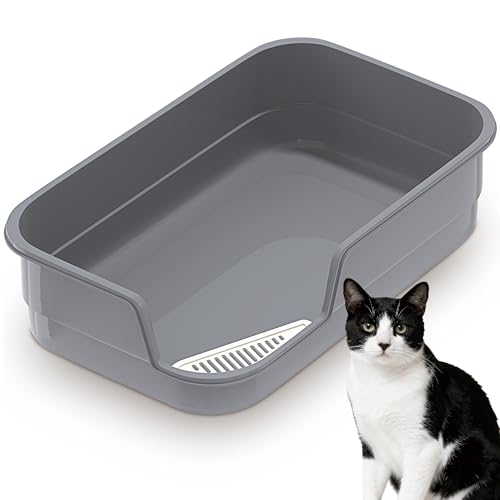 Vealind Extra Large Cat Litter Box High Sided and Low Entry Litter Tray for Senior and Big Cats 23.6 x15.7 x5.9 XL Deep High Back Kitty Litter Boxes for Indoor Cats