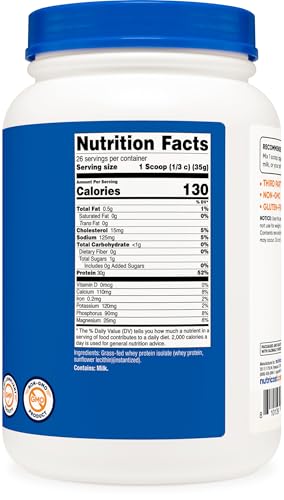 Image of Nutricost Grass-Fed Whey Protein Isolate (Unflavored) 2LBS | GMO-Free, Gluten Free, Pure Protein