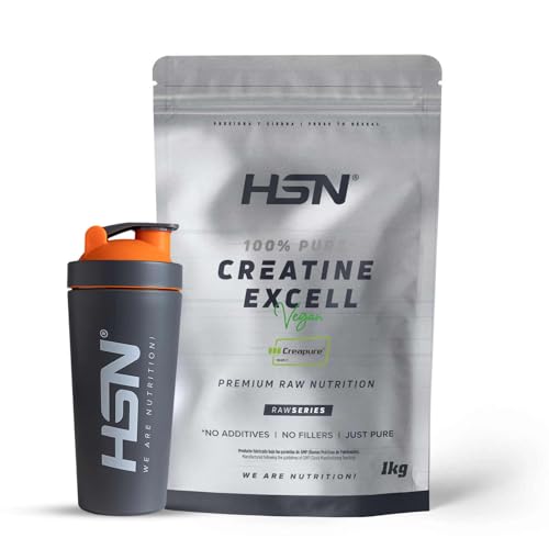 HSN Créatine 100% CREAPURE® en Poudre + SHAKER EN ACIER INOXYDABLE | Saveur Neutre - 1Kg | Garantie de Qualité Certifiée : Pure Créatine Monohydrate Micronisée Sans Additifs Ni