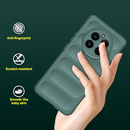 Image of Amazon Basics Back Case Cover for Realme Narzo 70 5G | Compatible for Realme Narzo 70 5G Back Cover | Matte Soft Flexible Silicon | Liquid Silicon Magic Case with Camera Protection | Dark Green