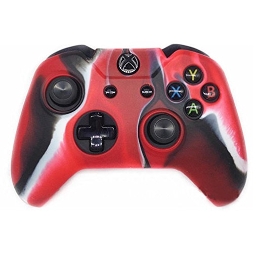 LeSB Funda Protectora de Piel Suave con Gel de Silicona para Xbox One Controller (Camuflaje Rojo)