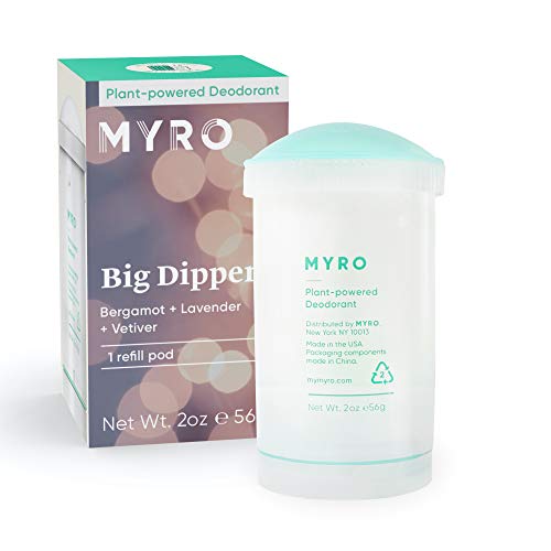 Myro Deodorant Refill 4-Pack | Plant-based, Aluminum Free, Baking Soda Free, Cruelty Free & Vegan – Big Dipper Scent with Bergamot, Lavender, Vetiver (Case Not Included)