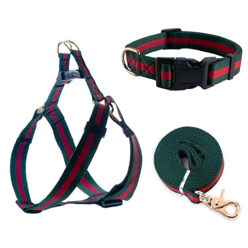 Premium and Stylish Dog Collar Harness and Leash,Soft Comfortable,Chest Adjustable Pet Harness,Luxury Fashion Dog Harness Leashes Set Gift for Puppy Small Dogs