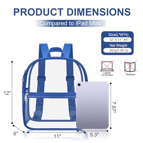 Image of Clear Backpack Stadium Approved, Stadium Bag Clear Bag 12 x 6 x 11 in